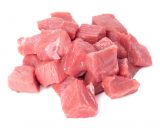 raw chopped beef meat pieces isolated om white bac 73L45G7